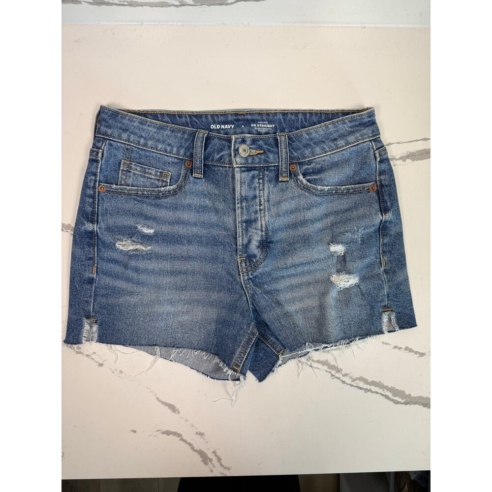 Old Navy OG Straight High-Rise Secret-Smooth Pockets Size 2 Denim Shorts Cut-Off